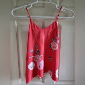 Coral tank top with floral print